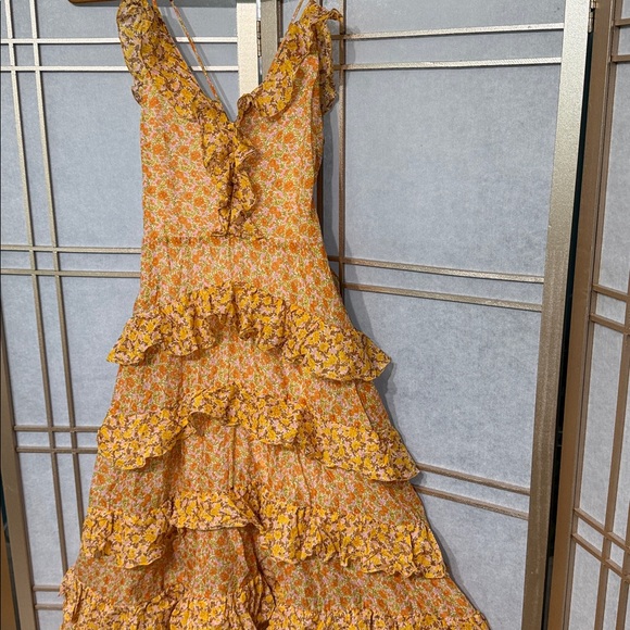 MAJE Rissol Floral Ruffle Sleeveless Cotton Dress US Size Small - Picture 4 of 16